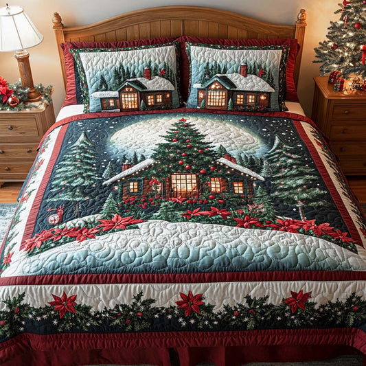 Holiday Hearth Lights 3-Piece Quilted Bedding Set NCU0XD158
