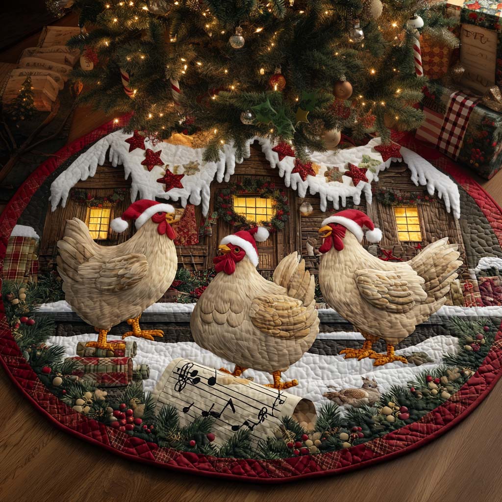 Holiday Hen Trio Quilted Tree Skirt NCU0XD1989