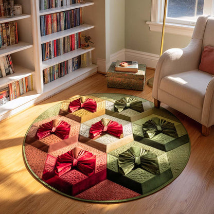 Holiday Hex Gifts Quilted Round Mat NCU0XD578