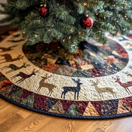Holiday Hoofprints Quilted Christmas Tree Skirt NCU0PT2378
