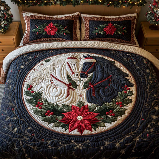 Holiday Horses Duo 3-Piece Quilted Bedding Set NCU0XD425