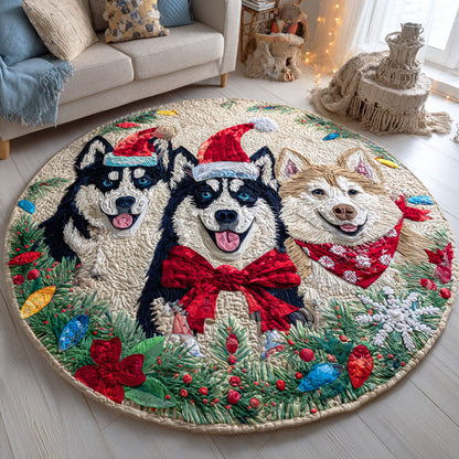 Holiday Husky Quilted Round Mat NCU0TD857
