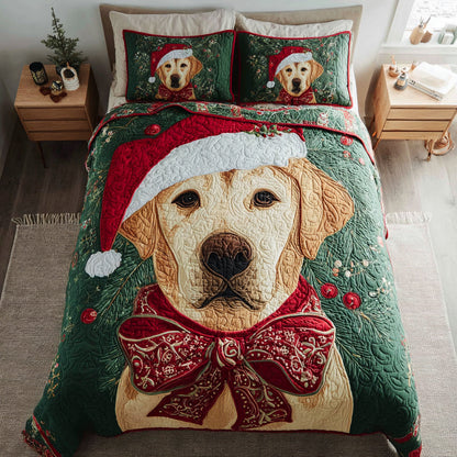 Holiday Labrador Retriever 3-Piece Quilted Bedding Set NCU0HH388