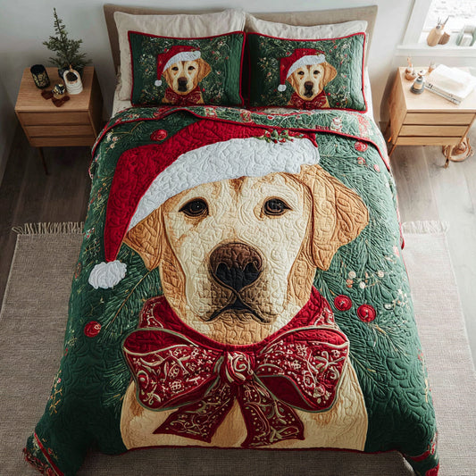 Holiday Labrador Retriever 3-Piece Quilted Bedding Set NCU0HH388
