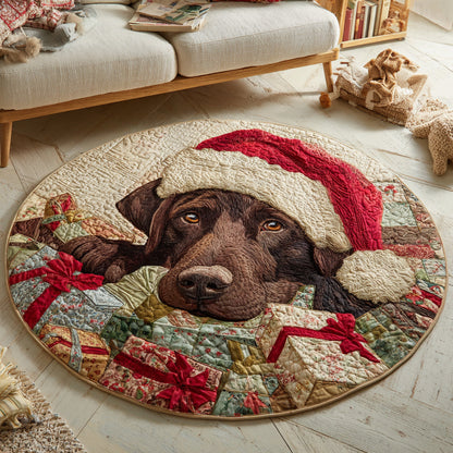 Holiday Labrador Retriever Quilted Round Mat NCU0HH324