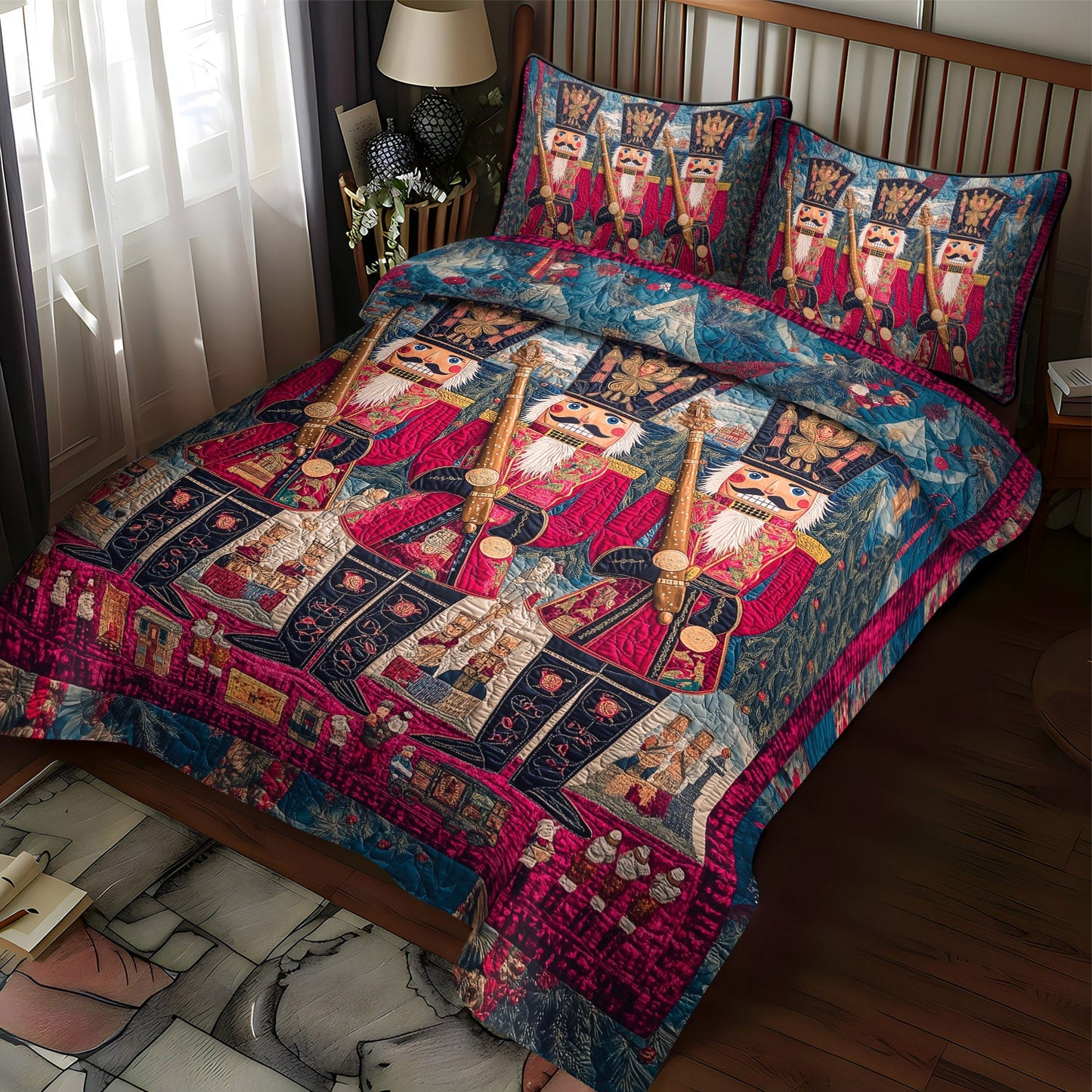 Holiday Nutcracker 3-Piece Quilted Bedding Set NCU0TL1590