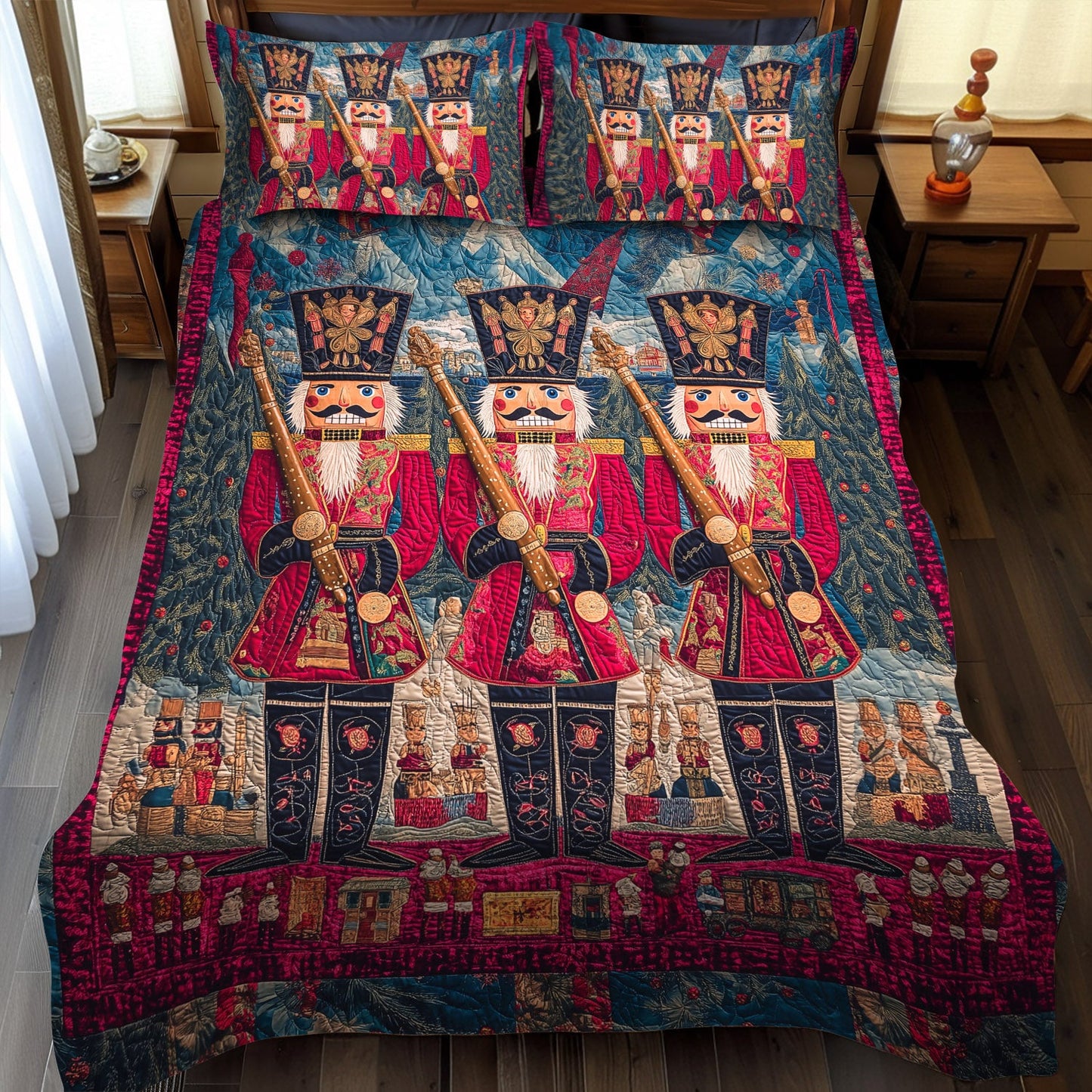 Holiday Nutcracker 3-Piece Quilted Bedding Set NCU0TL1590