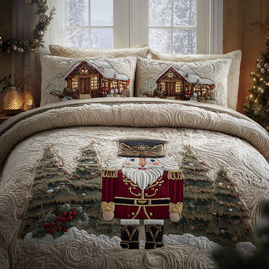 Holiday Nutcrackers 3-Piece Quilted Bedding Set NCU0DV8747