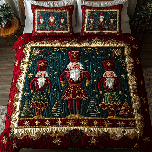 Holiday Nutcrackers 3-Piece Quilted Bedding Set NCU0VH867