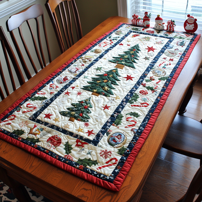 Holiday Patchwork Parade Quilted Table Runner NCU0DK1358