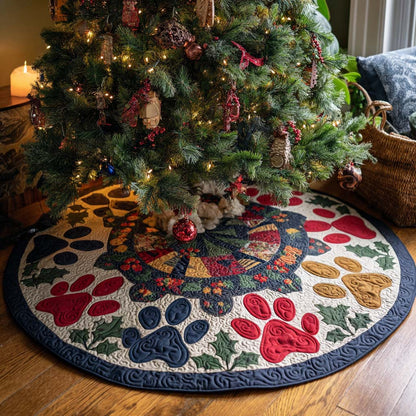 Holiday Paws Christmas Quilted Tree Skirt NCU0NT9962