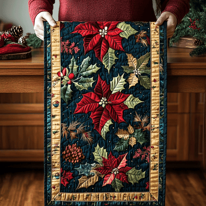 Holiday Poinsettia Grace Quilted Table Runner NCU0TL1561