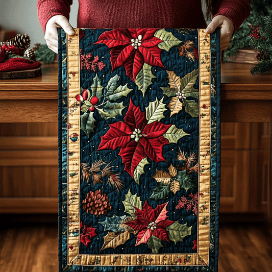Holiday Poinsettia Grace Quilted Table Runner NCU0TL1561