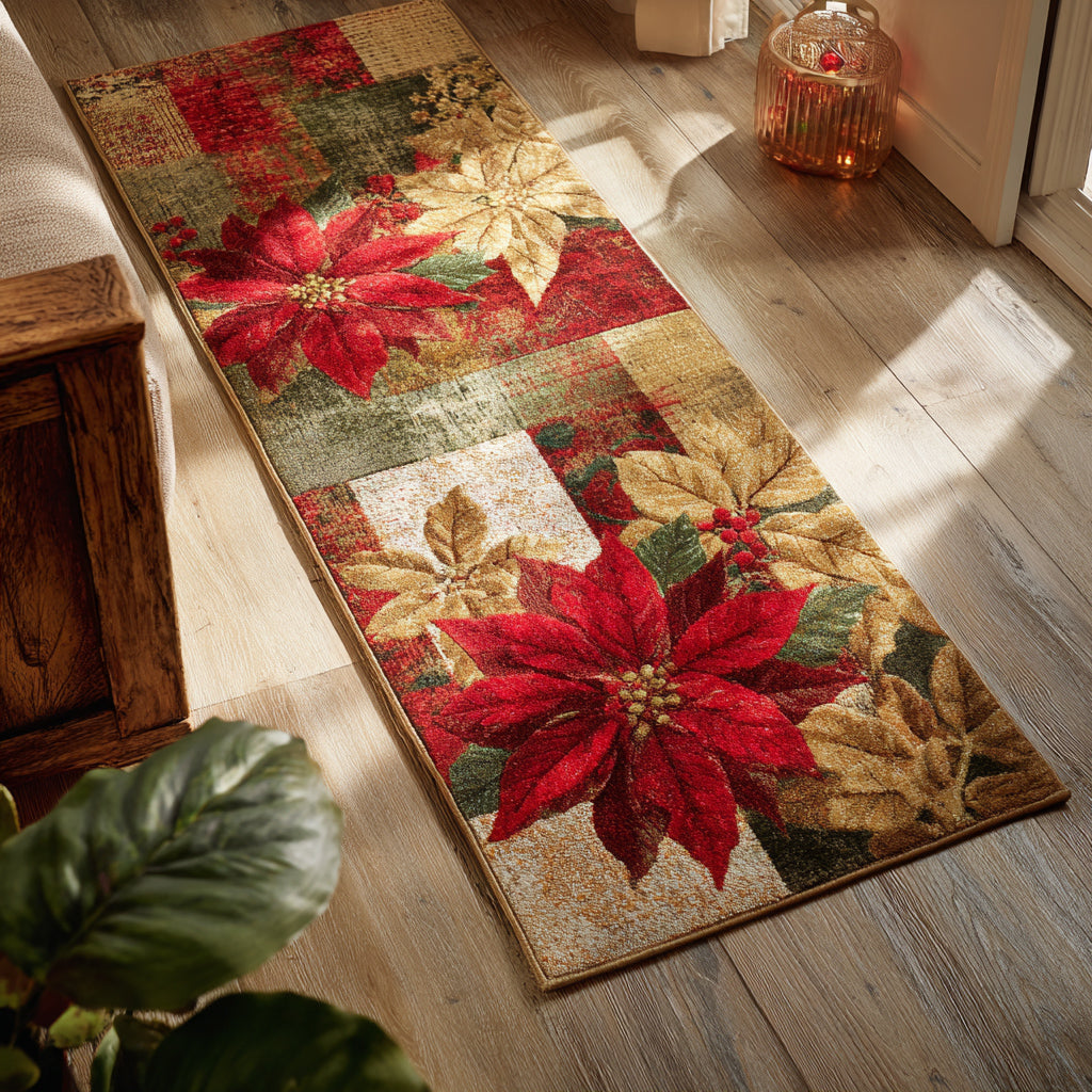Holiday Poinsettia Runner Carpet NCU0HH974