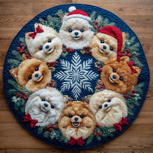 Holiday Pom Group Quilted Round Mat NCU0HH1023