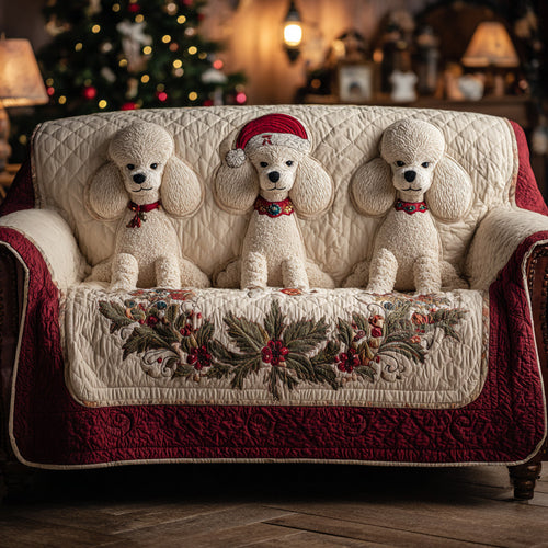 Holiday Poodle Charm Quilted Sofa Cover NCU0HH1284