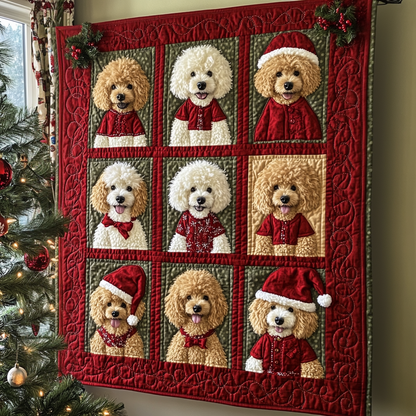 Holiday Poodle Joy Quilted Blanket NCU0VL719