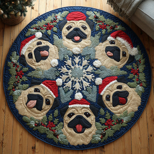 Holiday Pug Quilted Round Mat NCU0HH685