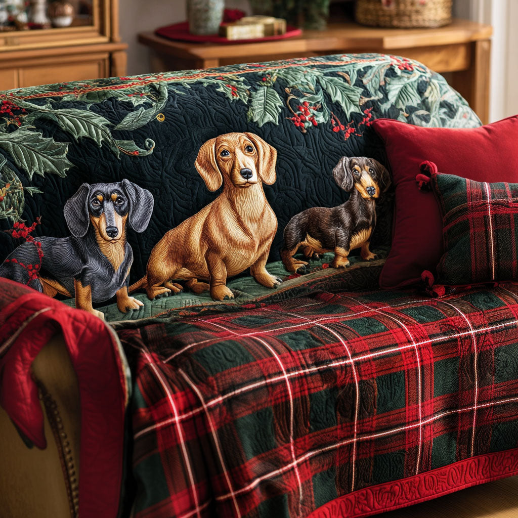 Holiday Pup Charm Quilted Sofa Cover NCU0PT9998