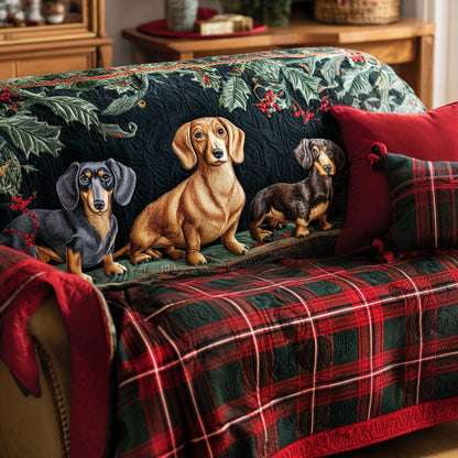 Holiday Pup Charm Quilted Sofa Cover NCU0PT9998