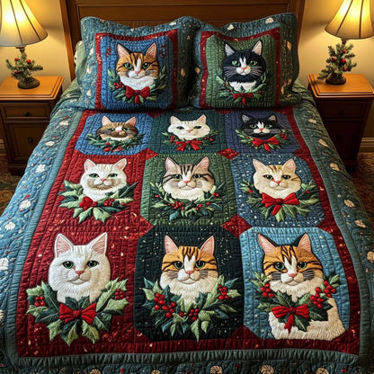 Holiday Purrfection 3-Piece Quilted Bedding Set NCU0NT2432