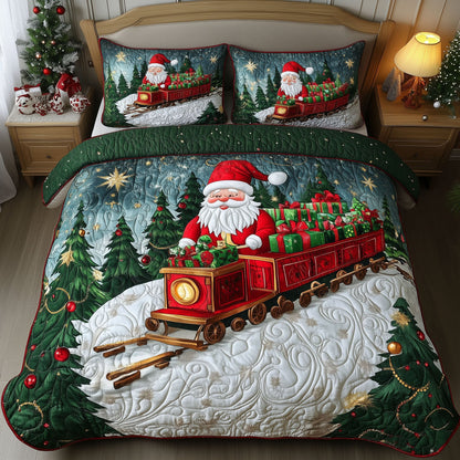 Holiday Railways 3-Piece Quilted Bedding Set NCU0PT9757