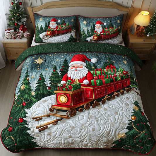 Holiday Railways 3-Piece Quilted Bedding Set NCU0PT9757