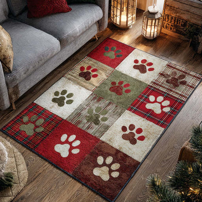 Holiday Red Paw Area Rug NCU0XD2201
