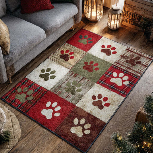 Holiday Red Paw Area Rug NCU0XD2201