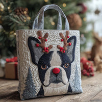Holiday Reindeer Boston Quilted Tote Bag NCU0XD1235