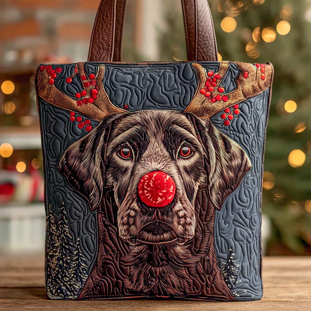 Holiday Reindeer Dog Quilted Tote Bag NCU0VT311