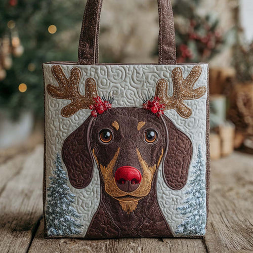 Holiday Reindeer Dachshund Quilted Tote Bag NCU0XD1230