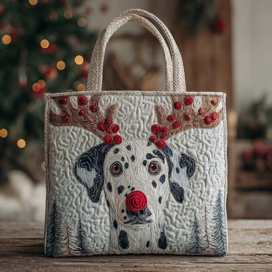Holiday Reindeer Dalmatian Quilted Tote Bag NCU0XD1228