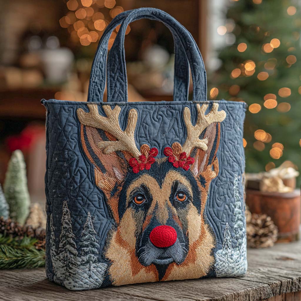 Holiday Reindeer Dog Quilted Tote Bag NCU0VT311