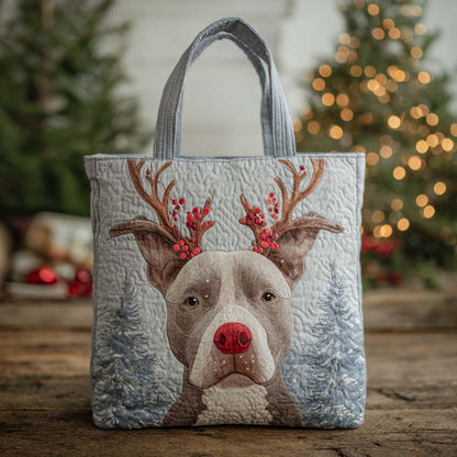 Holiday Reindeer Dog Quilted Tote Bag NCU0VT311