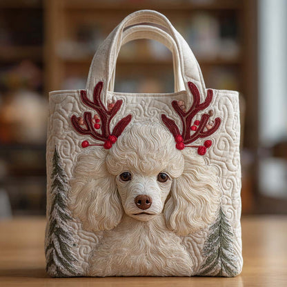 Holiday Reindeer Dog Quilted Tote Bag NCU0VT311