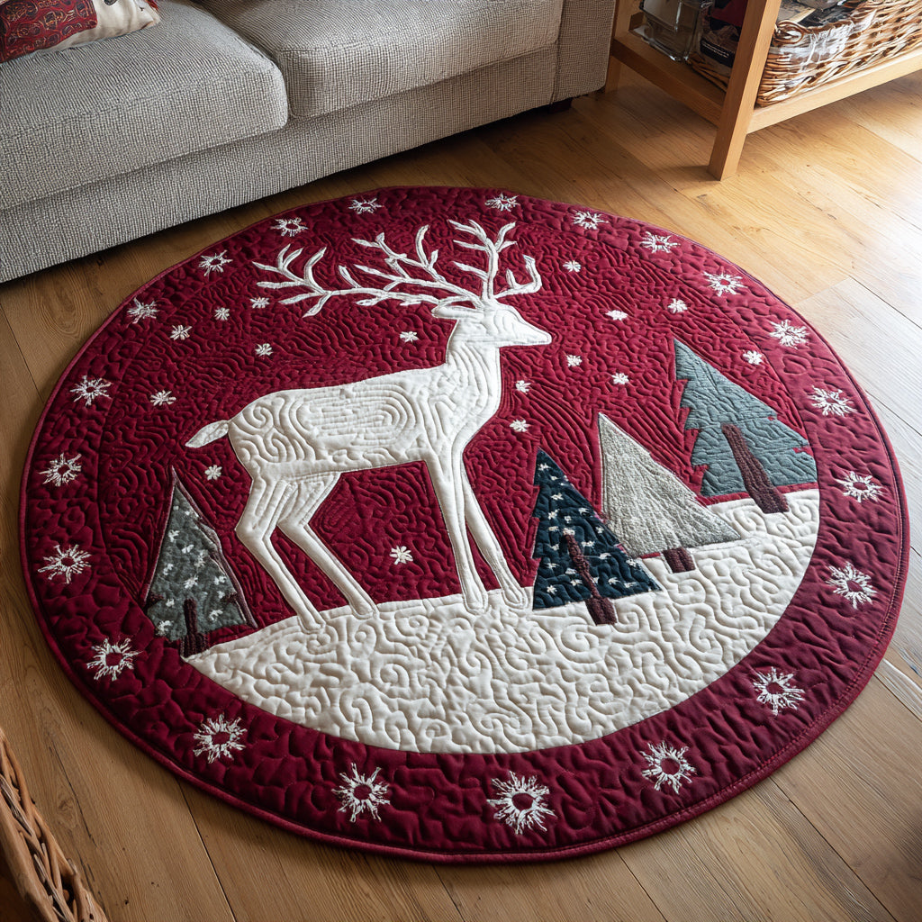 Holiday Reindeer Quilted Round Mat NCU0HH152