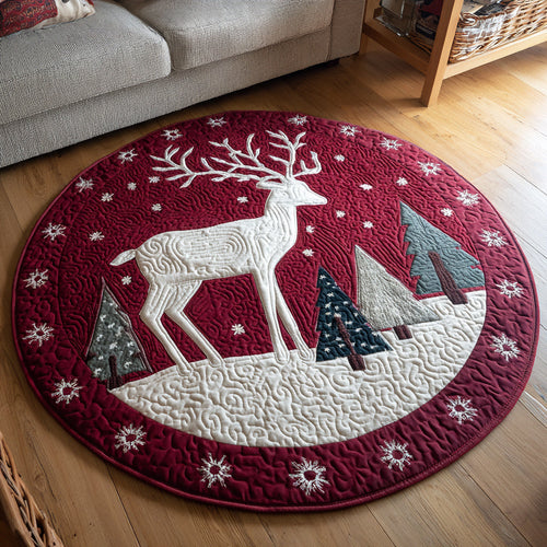 Holiday Reindeer Quilted Round Mat NCU0HH152