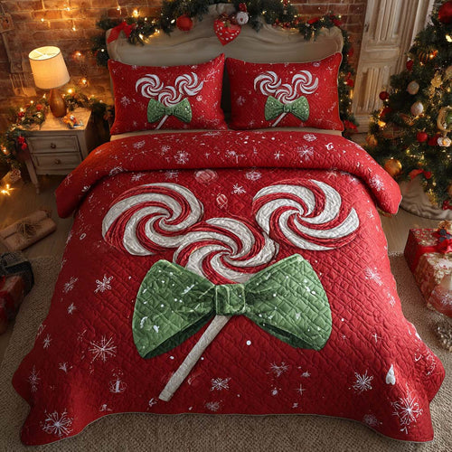 Holiday Ribbon Dreams 3-Piece Quilted Bedding Set NCU0XD550