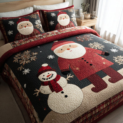 Holiday Santa Claus 3-Piece Quilted Bedding Set NCU0HH348