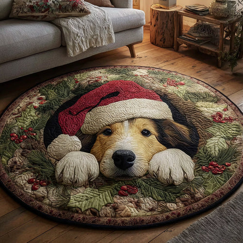 Holiday Shetland Sheepdog Quilted Round Mat NCU0HH1304