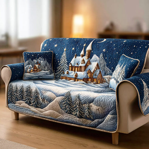 Holiday Snow Garden Quilted Sofa Cover NCU0TD1827