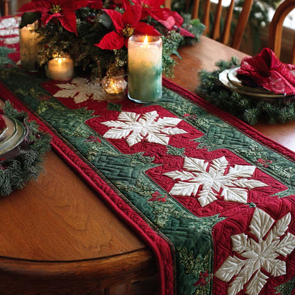 Holiday Snowflake Charm Quilted Table Runner NCU0XD962
