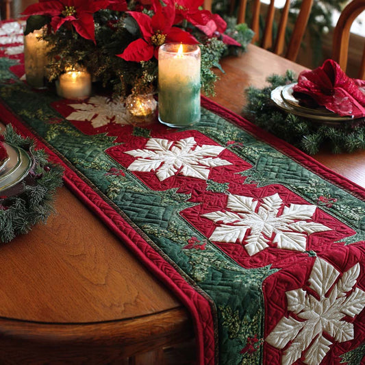 Holiday Snowflake Charm Quilted Table Runner NCU0XD962