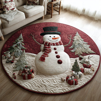Holiday Snowman Gifts Quilted Round Mat NCU0HH282