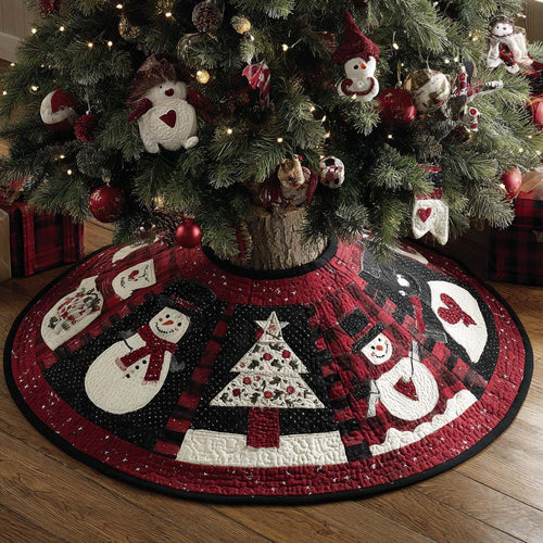 Holiday Snowman Patch Quilted Tree Skirt NCU0XD2100