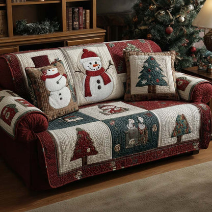 Holiday Snowy Patchwork Quilted Sofa Cover NCU0XD2080
