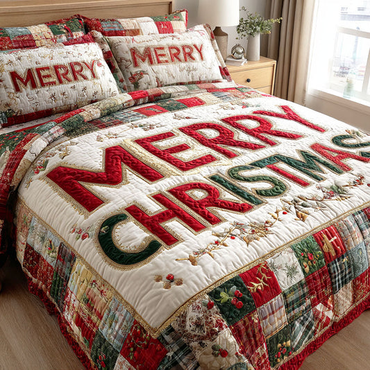 Holiday Sparkle 3-Piece Quilted Bedding Set NCU0TD913