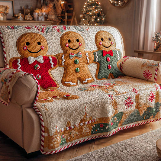 Holiday Spice Friends Quilted Sofa Cover NCU0XD1664