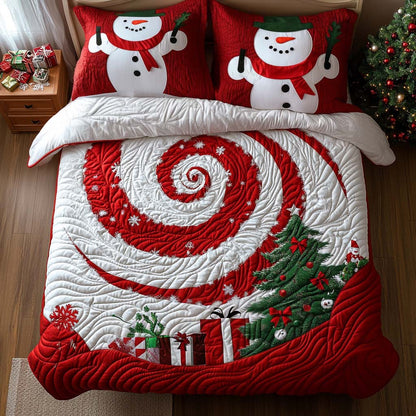 Holiday Spiral 3-Piece Quilted Bedding Set NCU0PT9497
